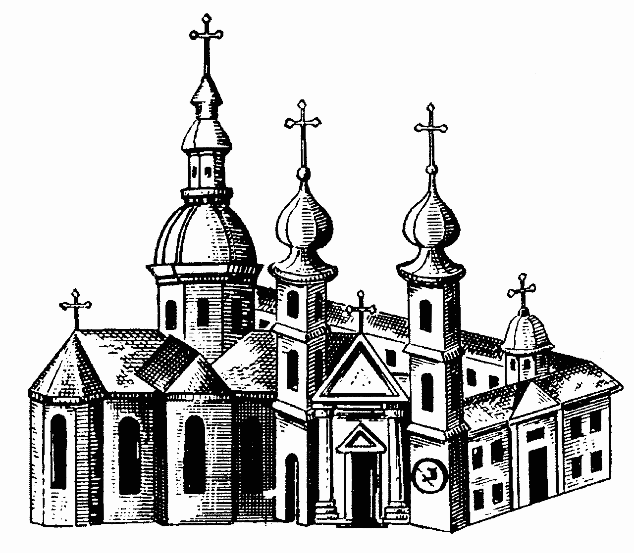 Будскі касцёл. Гравюра з кнігі Э. Зеляевіча "Задыяк на зямлі". 1650 г.